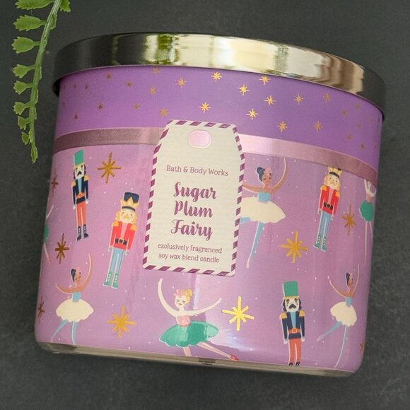 BBW Sugar Plum Fairy Bath & Body Works 3 Wick Candle - Picture 5 of 10